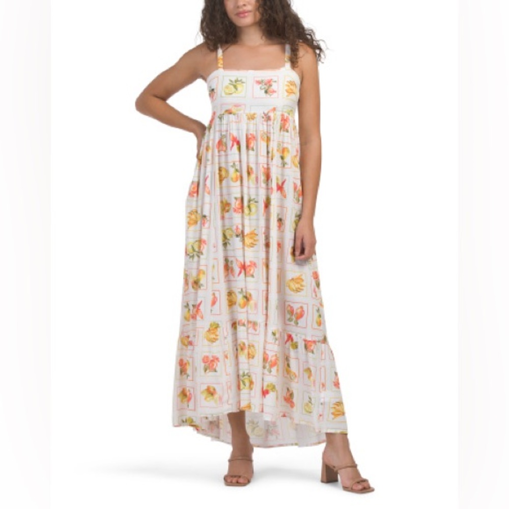 🔥Closet Clearout!🔥 Paper Heart Anthropologie Bright Citrus Fruit Maxi Dress - Picture 3 of 5